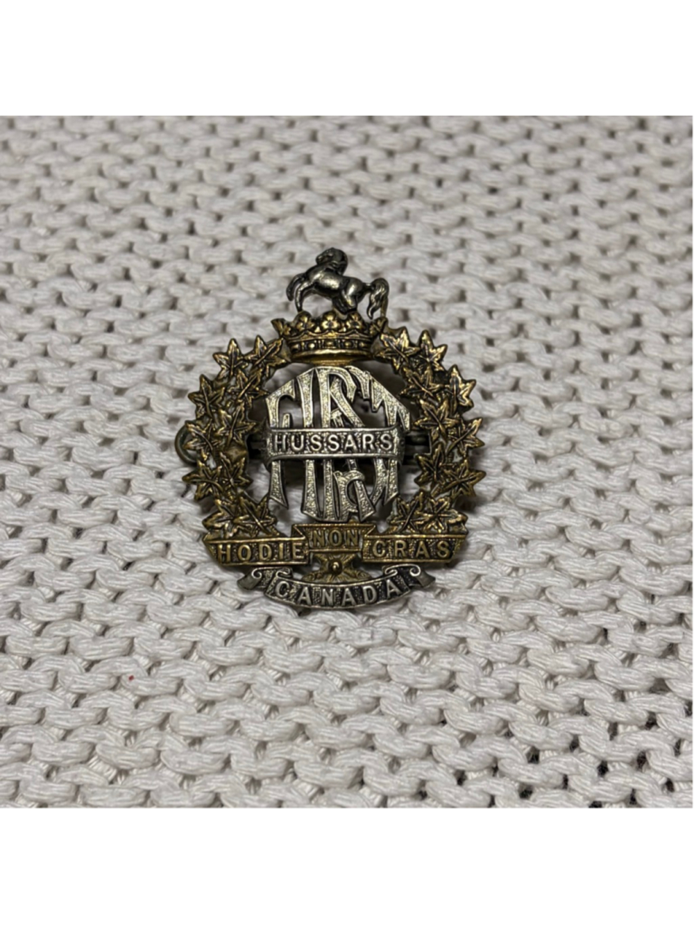 1st Hussars Cap Badge Canadian WW2 Hodie Non Gras